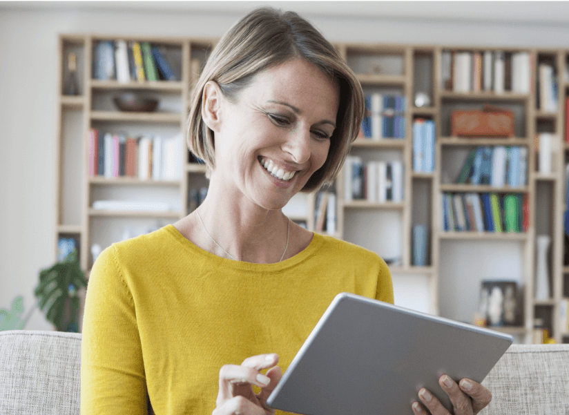 woman on tablet